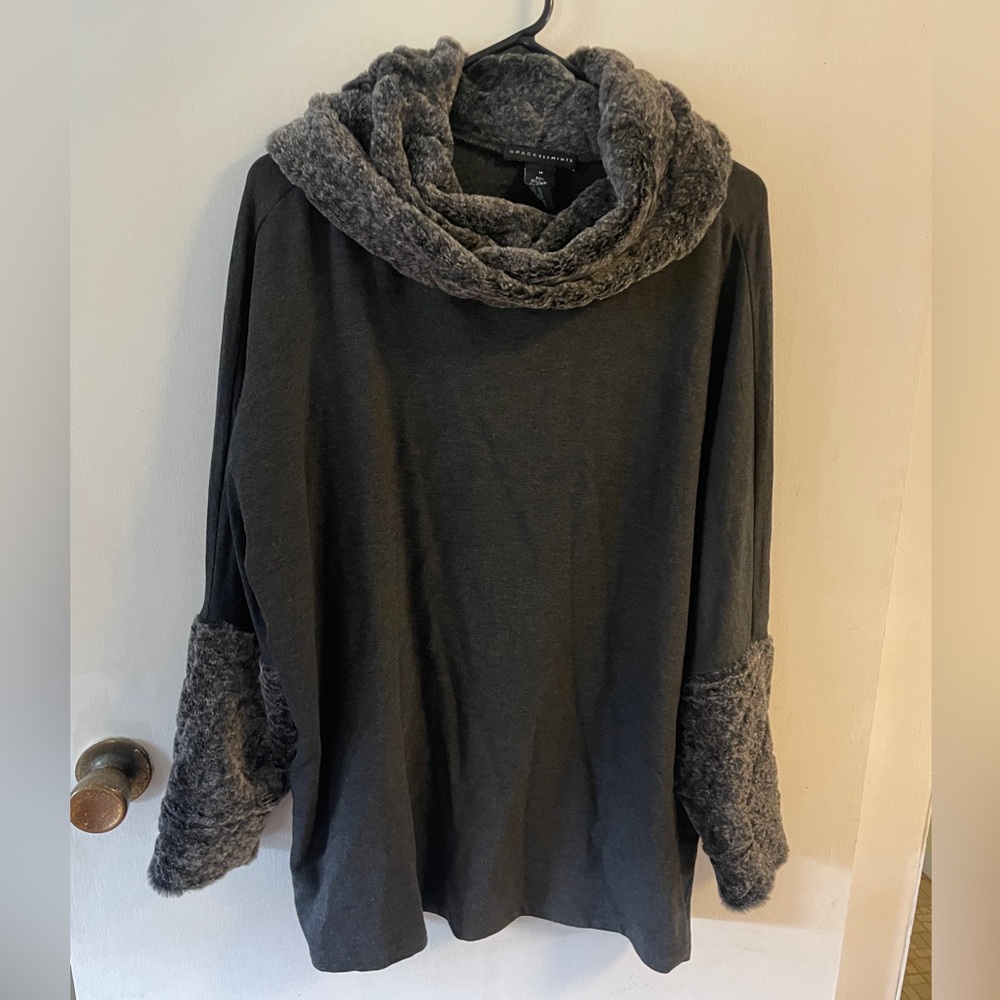 Faux Fur Pullover Tunic By Grace Elements Nwt Szm - image 7